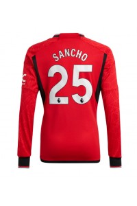 Manchester United Jadon Sancho #25 Jalkapallovaatteet Kotipaita 2023-24 Pitkähihainen